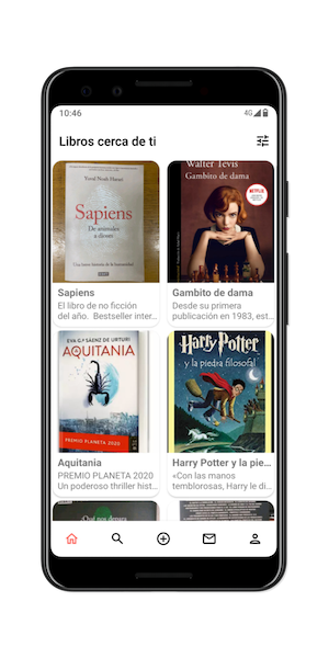 Bimdu app - pantalla principal de la mejor app para intercambiar libros gratis - bindu